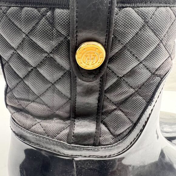 Tommy Hilfiger  Women’s Freza Black Quilted Rain Boots Size 8 - Picture 5 of 14
